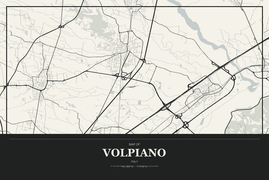 Volpiano, Italy City Map Aluminum Sign in Museum Plaque style