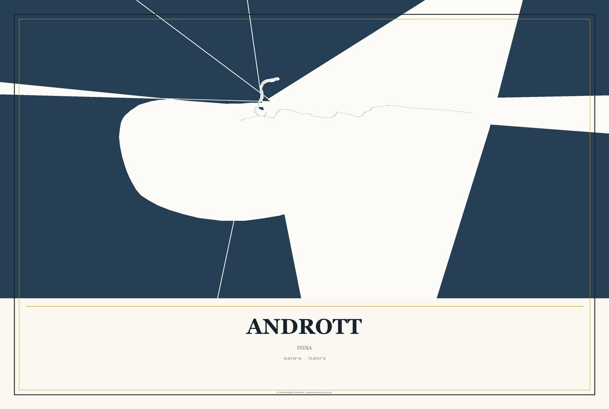Andrott, India City Map Aluminum Sign in Citrine Modern style