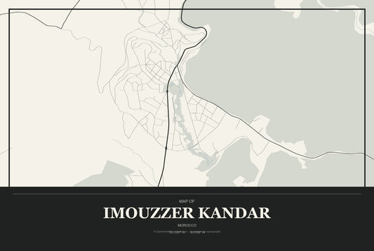 Imouzzer Kandar, Morocco City Map Aluminum Sign in Museum Plaque style