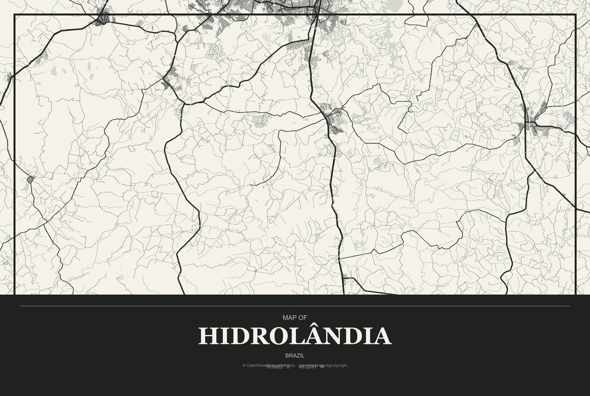 Hidrolândia, Ceará, Brazil City Map Aluminum Sign in Museum Plaque style