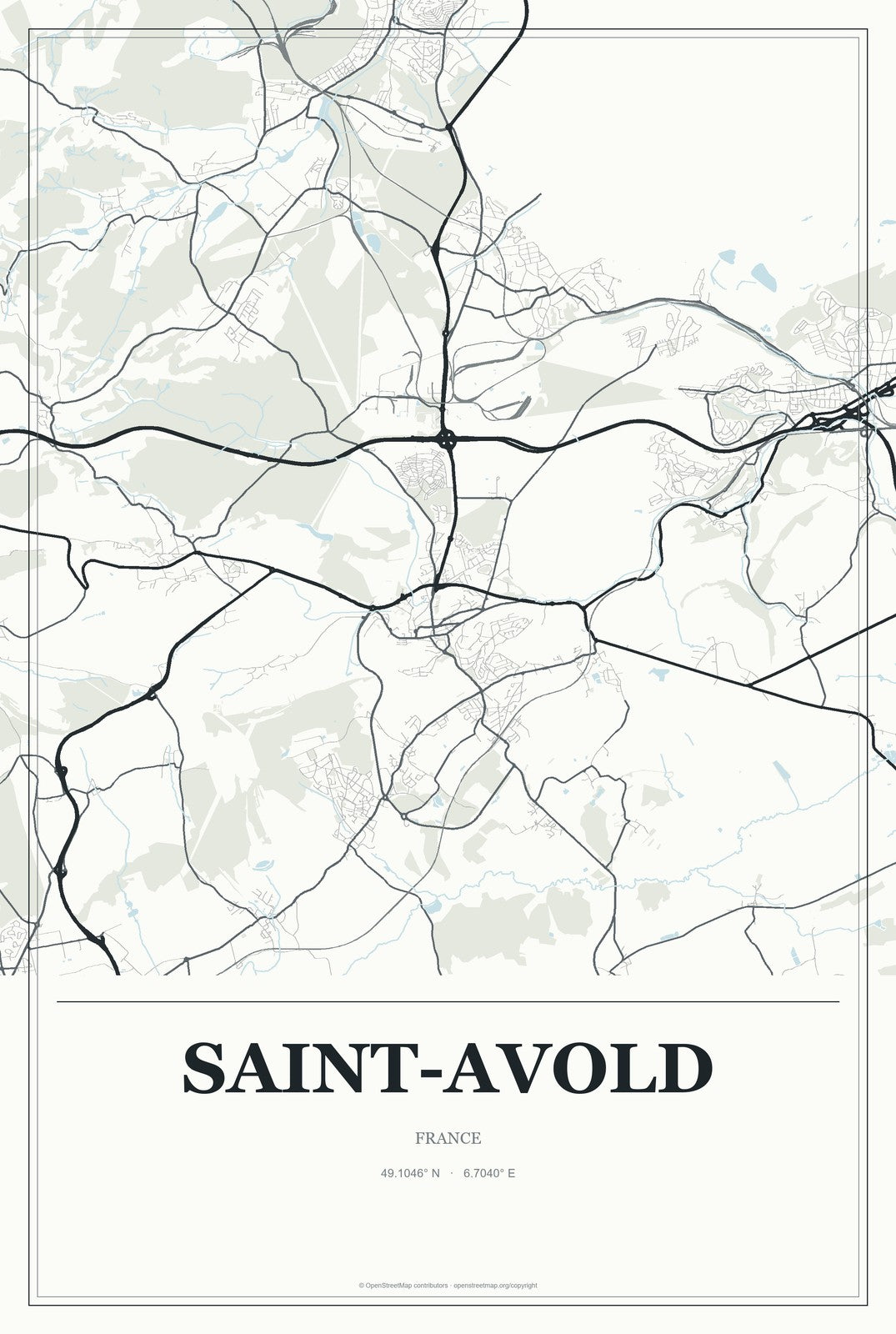 Saint-Avold, France City Map Aluminum Sign in Gallery Air style