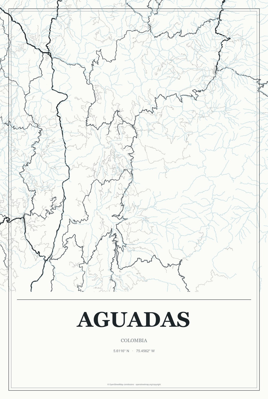 Aguadas, Colombia City Map Aluminum Sign in Gallery Air style
