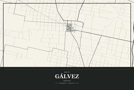 Gálvez, Argentina City Map Aluminum Sign in Museum Plaque style
