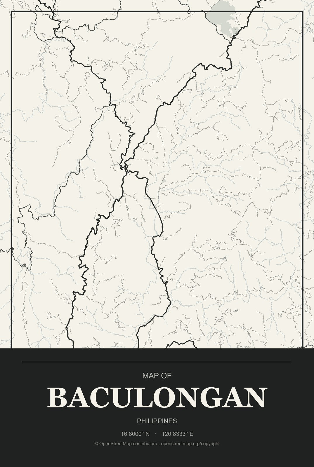 Baculongan, Philippines City Map Aluminum Sign in Museum Plaque style