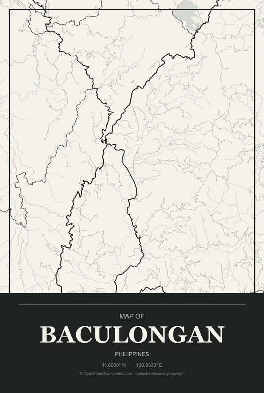 Baculongan, Philippines City Map Aluminum Sign in Museum Plaque style
