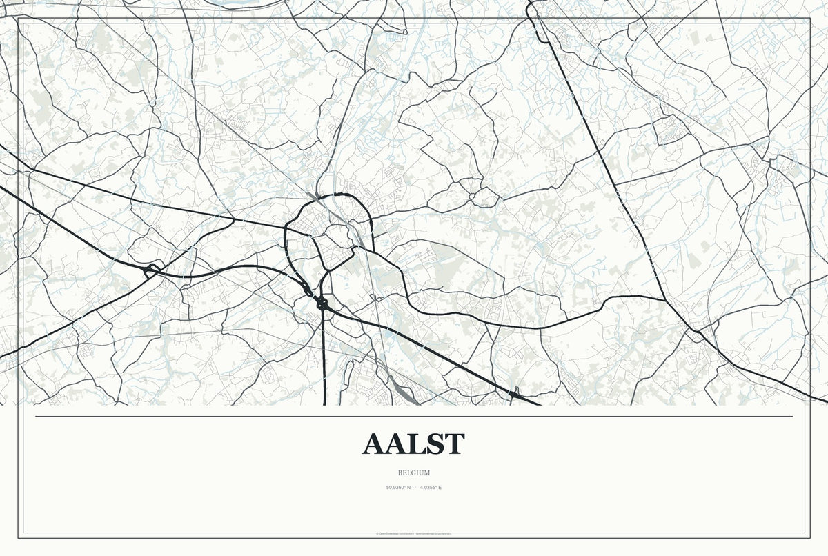 Aalst, Belgium City Map Aluminum Sign in Gallery Air style