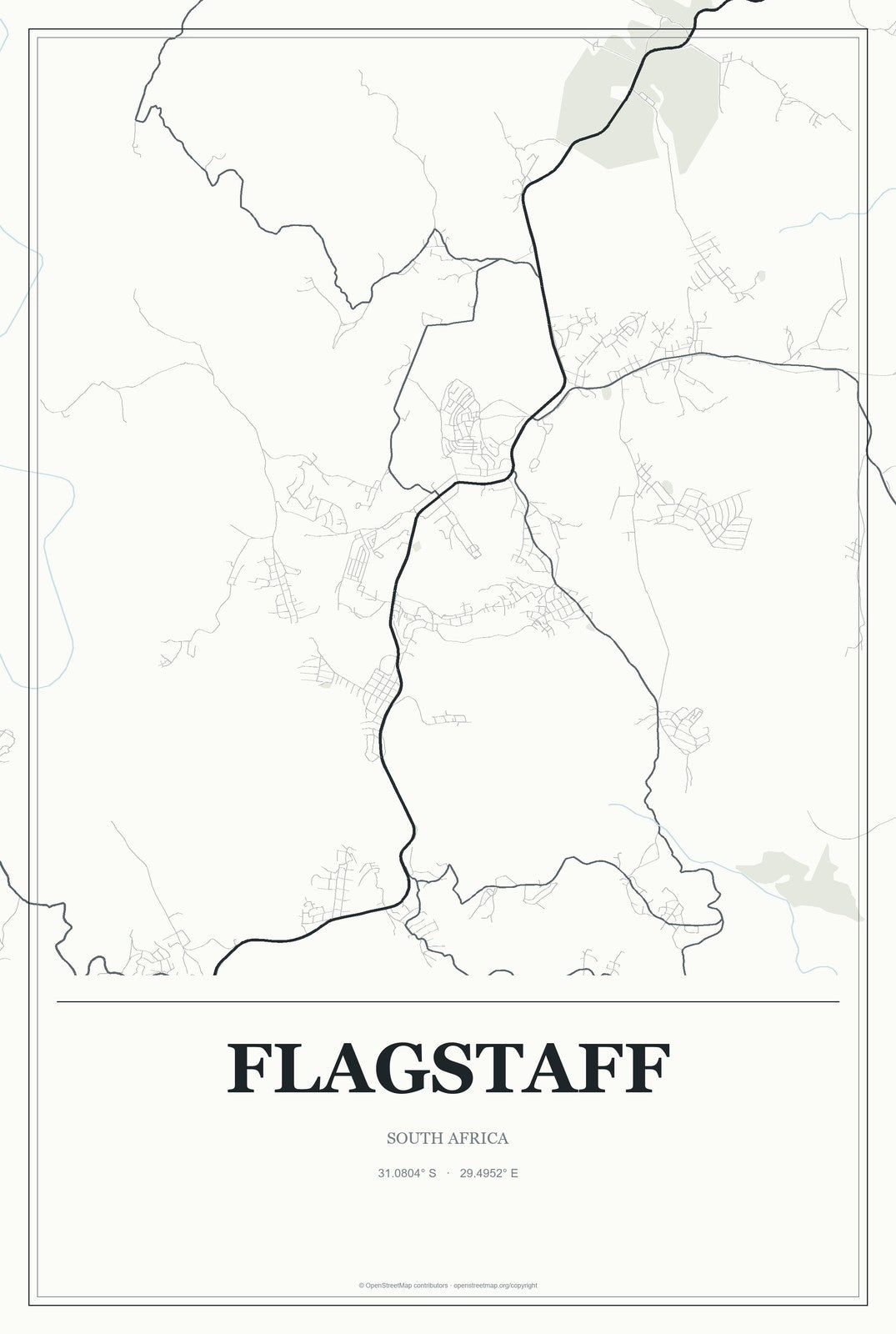 Flagstaff, South Africa City Map Aluminum Sign in Gallery Air style