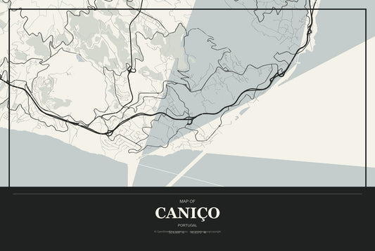 Caniço, Portugal City Map Aluminum Sign in Museum Plaque style