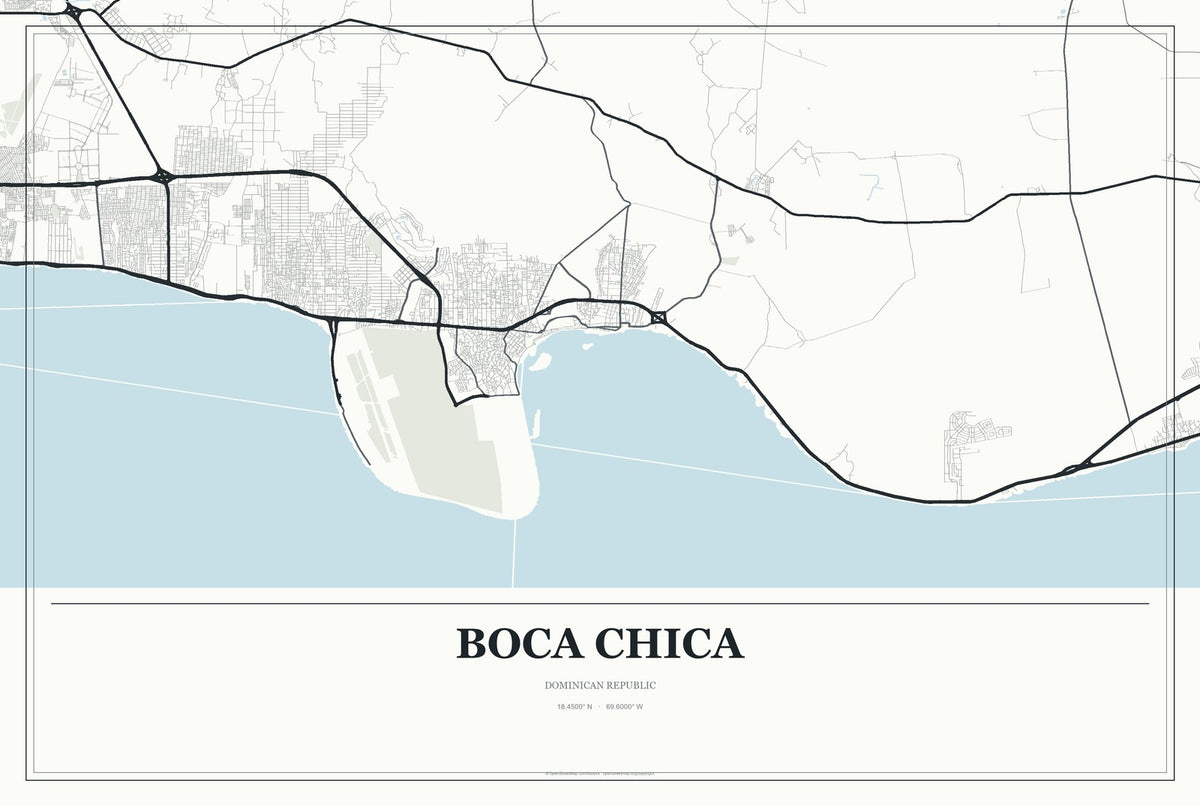 Boca Chica, Dominican Republic City Map Aluminum Sign in Gallery Air style