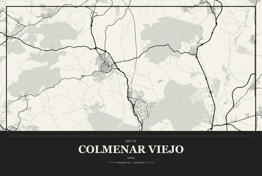 Colmenar Viejo, Spain City Map Aluminum Sign in Museum Plaque style