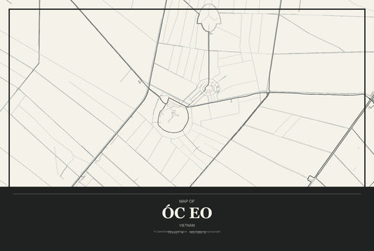 Óc Eo, Vietnam City Map Aluminum Sign in Museum Plaque style