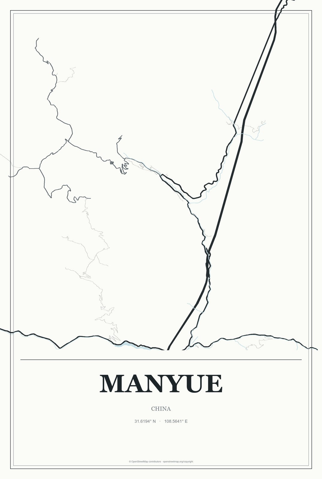 Manyue, China City Map Aluminum Sign in Gallery Air style