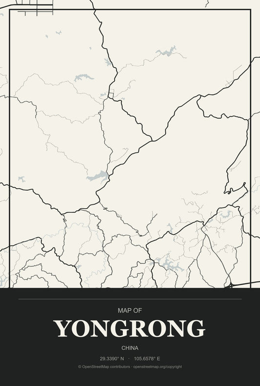 Yongrong, China City Map Aluminum Sign in Museum Plaque style
