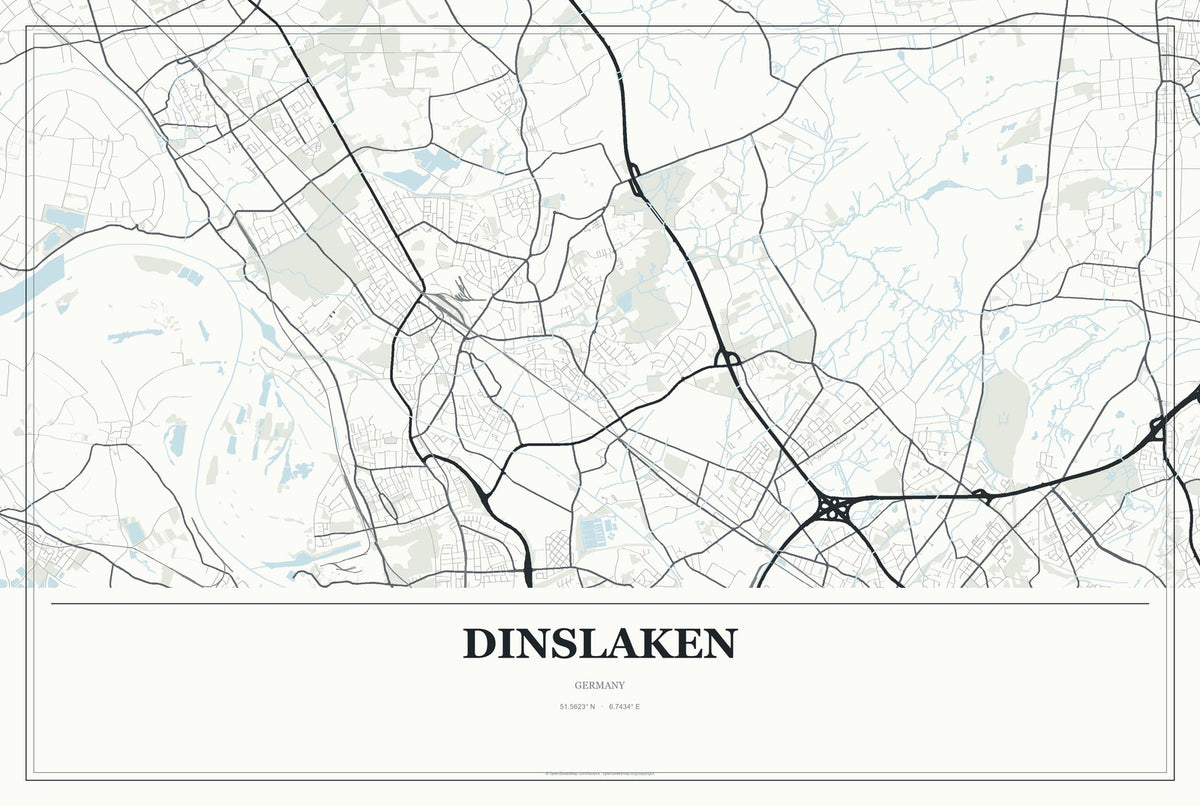 Dinslaken, Germany City Map Aluminum Sign in Gallery Air style