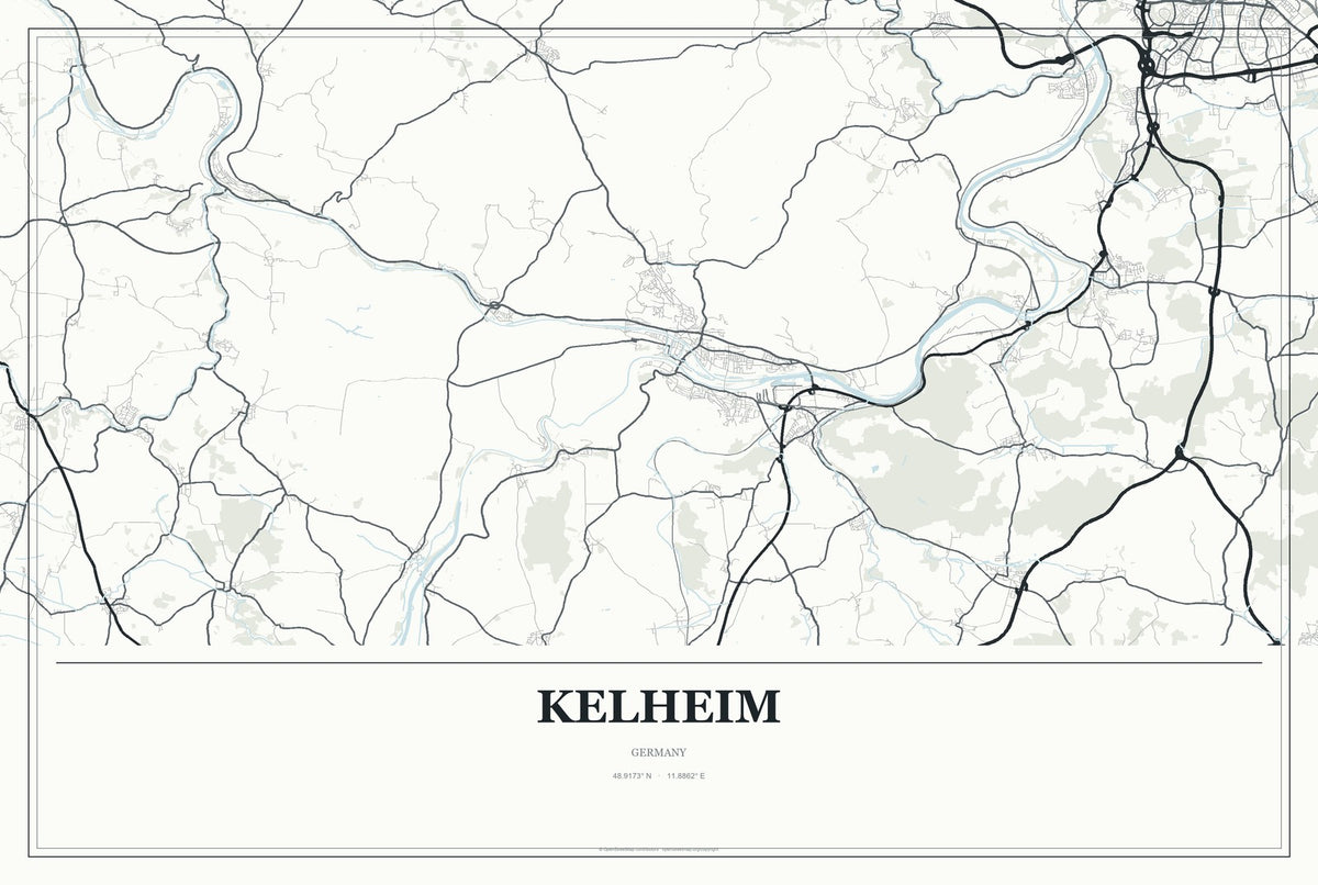 Kelheim, Germany City Map Aluminum Sign in Gallery Air style