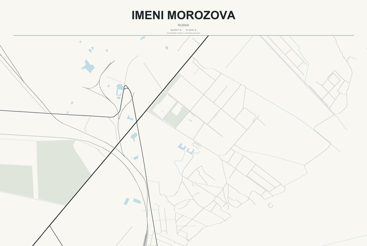 Imeni Morozova, Russia City Map Aluminum Sign in Headline Atlas style