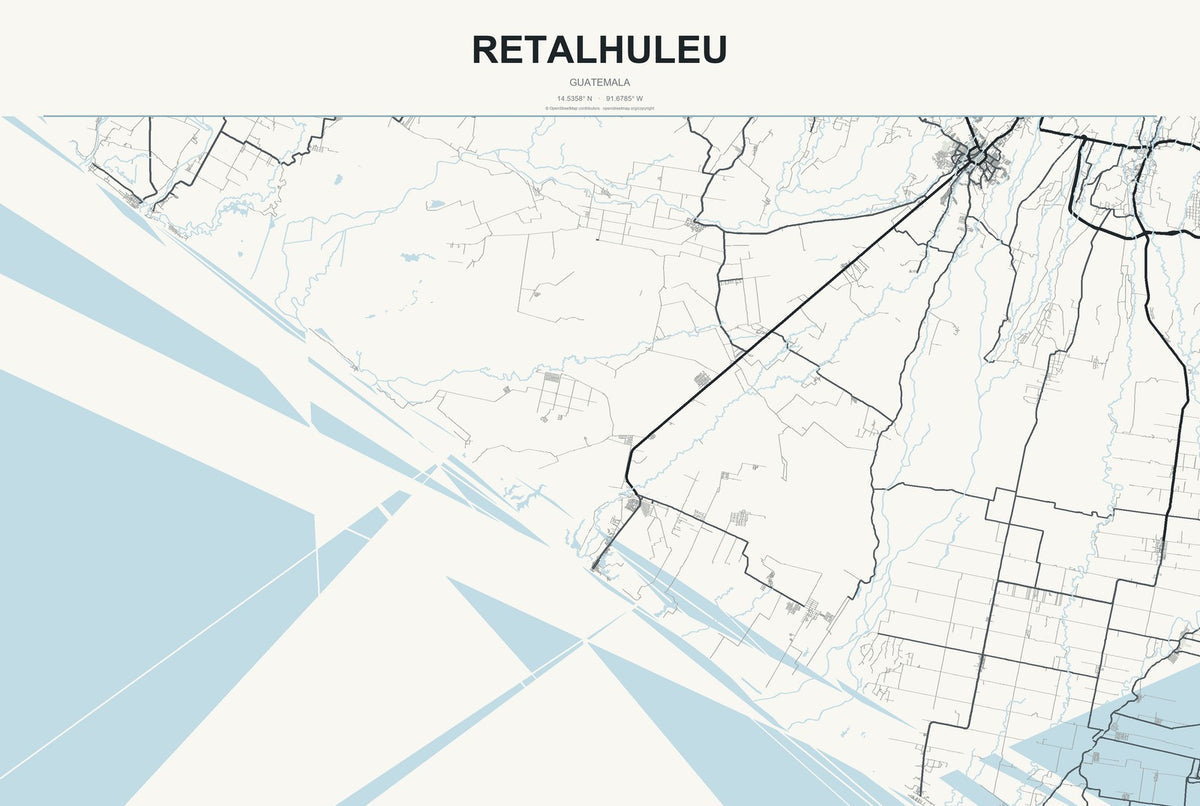 Retalhuleu, Guatemala City Map Aluminum Sign in Headline Atlas style