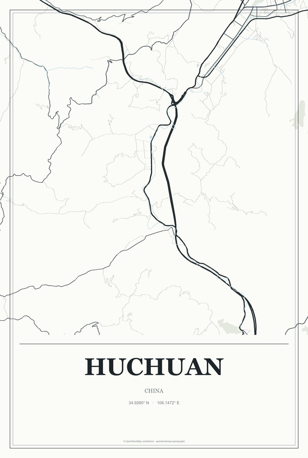 Huchuan, China City Map Aluminum Sign in Gallery Air style