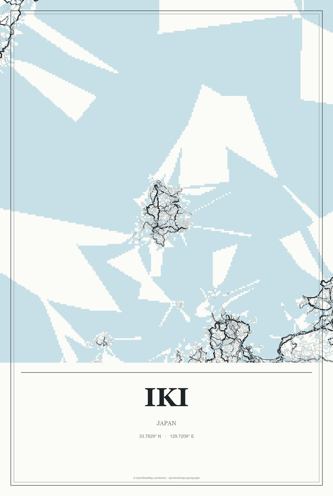 Iki, Japan City Map Aluminum Sign in Gallery Air style