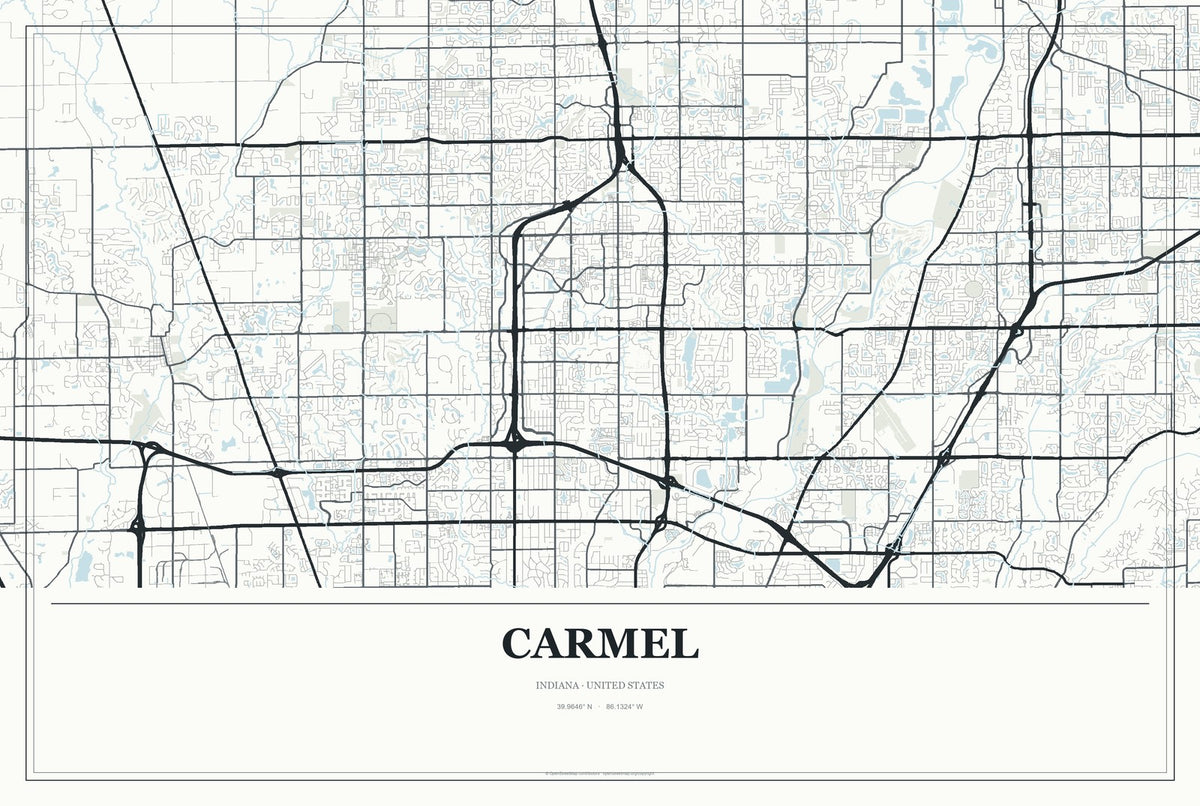 Carmel, Indiana City Map Aluminum Sign in Gallery Air style