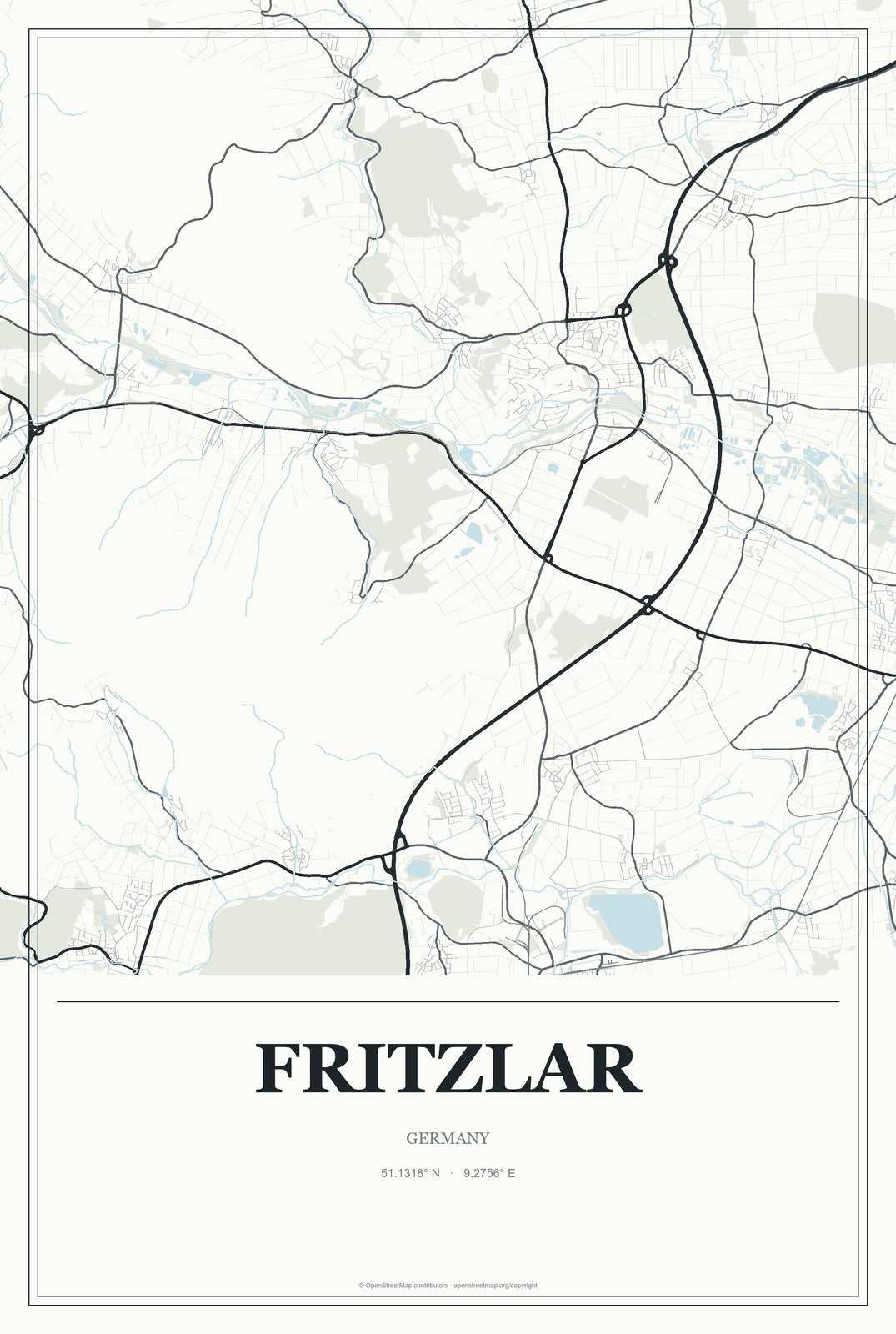 Fritzlar, Germany City Map Aluminum Sign in Gallery Air style