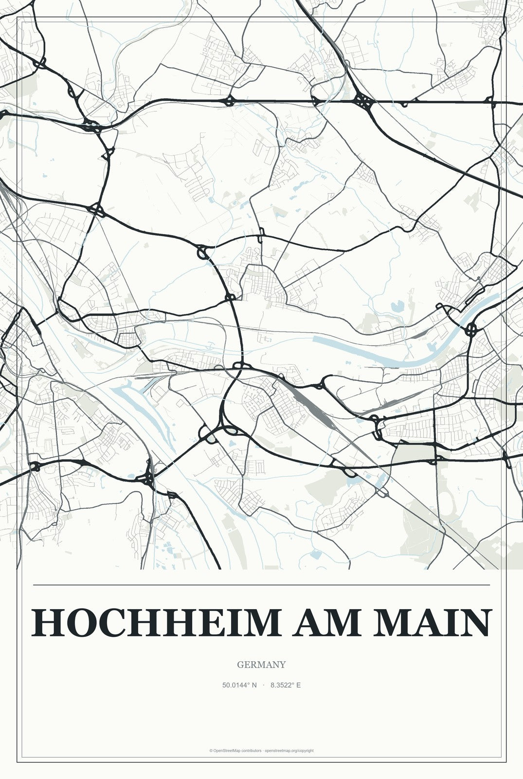 Hochheim am Main, Germany City Map Aluminum Sign in Gallery Air style
