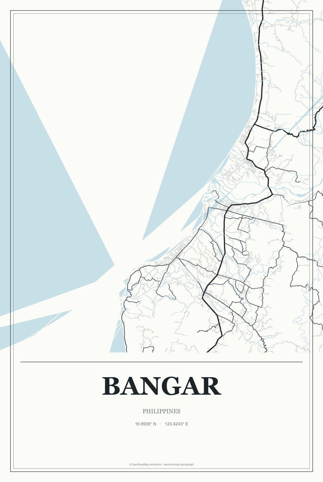 Bangar, Philippines City Map Aluminum Sign in Gallery Air style