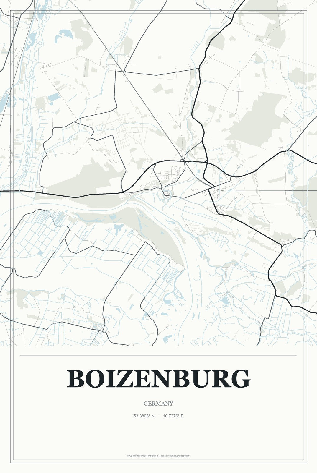 Boizenburg, Germany City Map Aluminum Sign in Gallery Air style