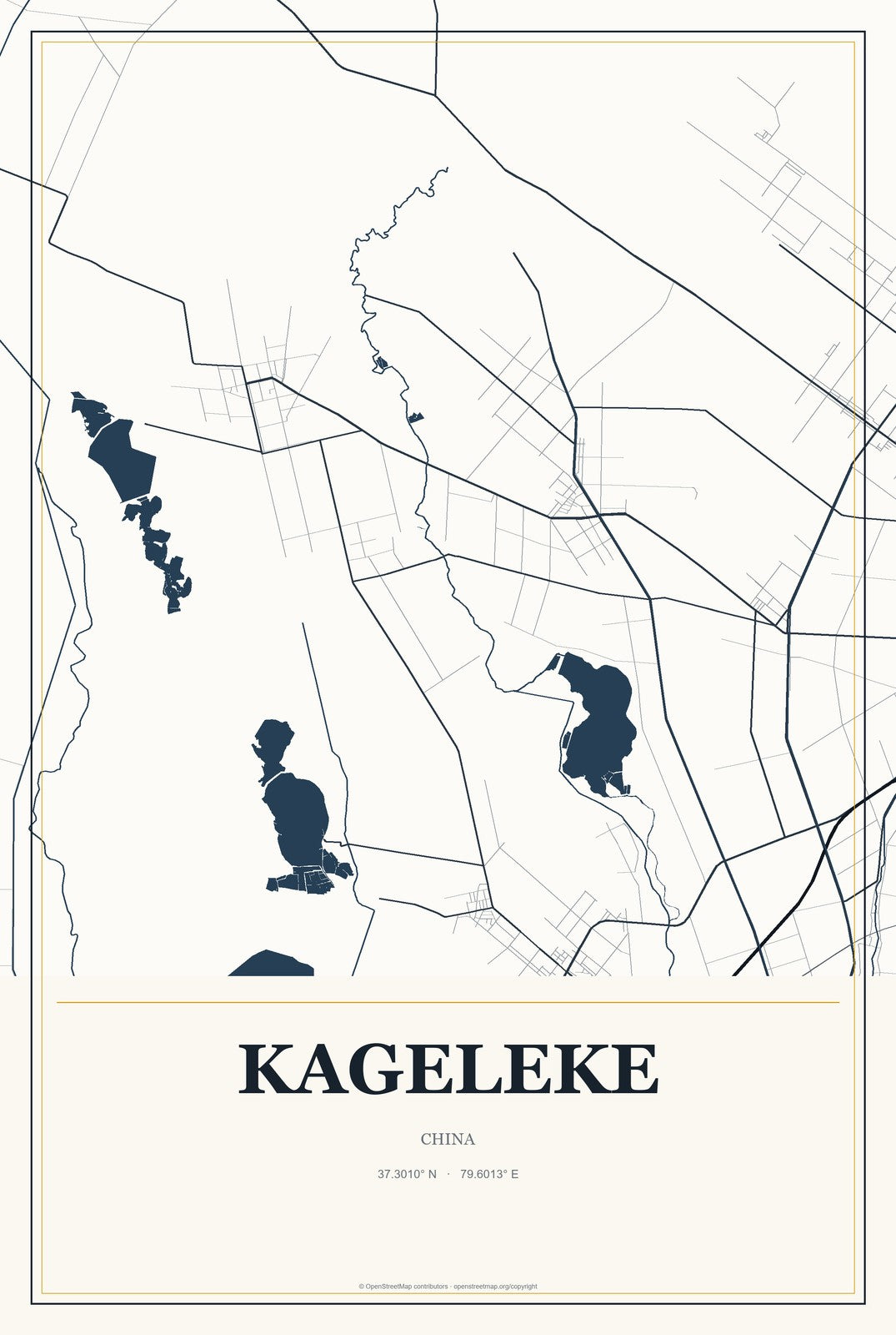 Kageleke, China City Map Aluminum Sign in Citrine Modern style