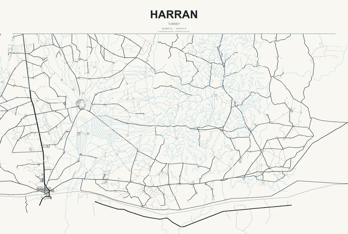 Harran, Turkey City Map Aluminum Sign in Headline Atlas style
