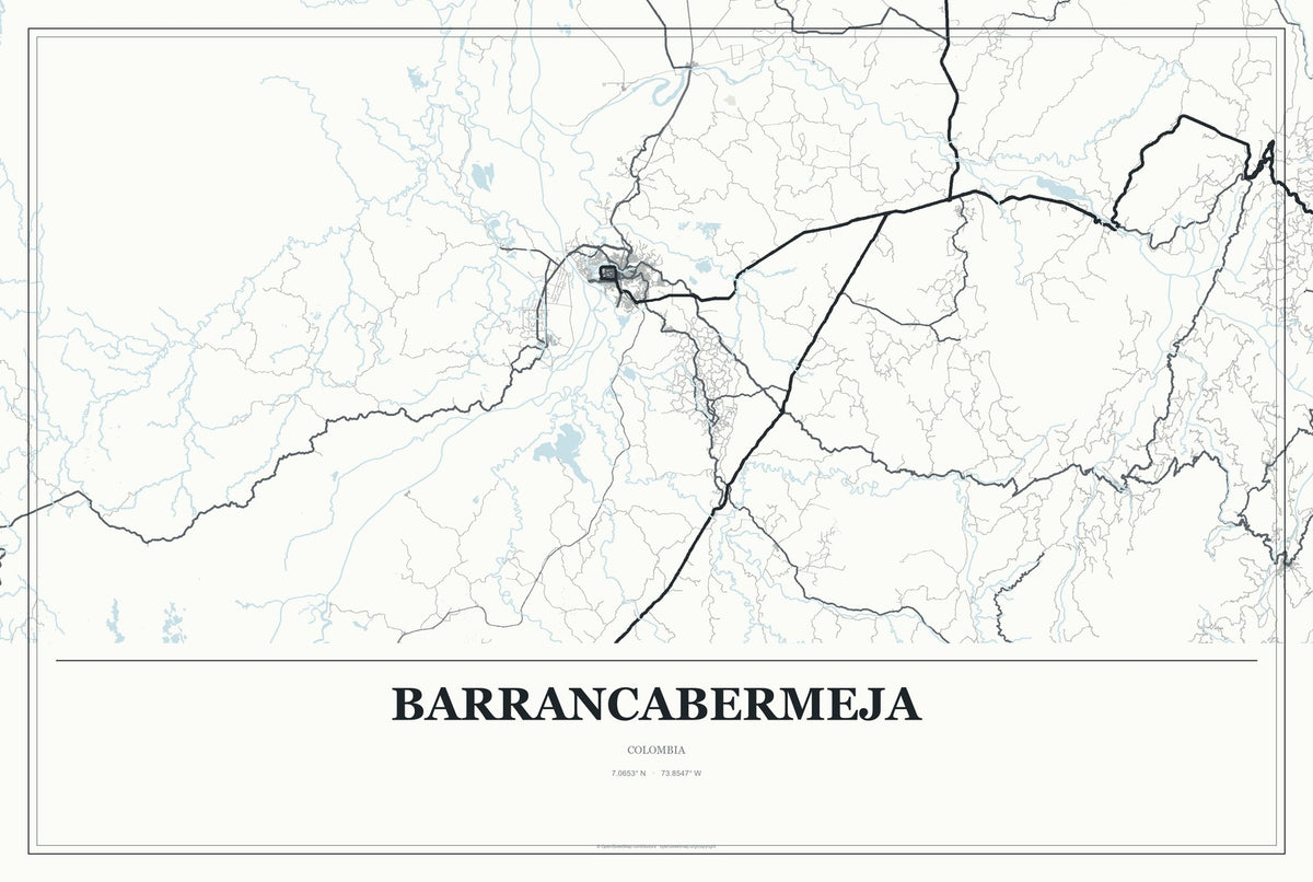 Barrancabermeja, Colombia City Map Aluminum Sign in Gallery Air style