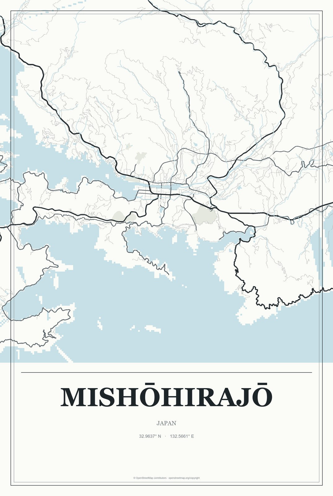 Mishōhirajō, Japan City Map Aluminum Sign in Gallery Air style