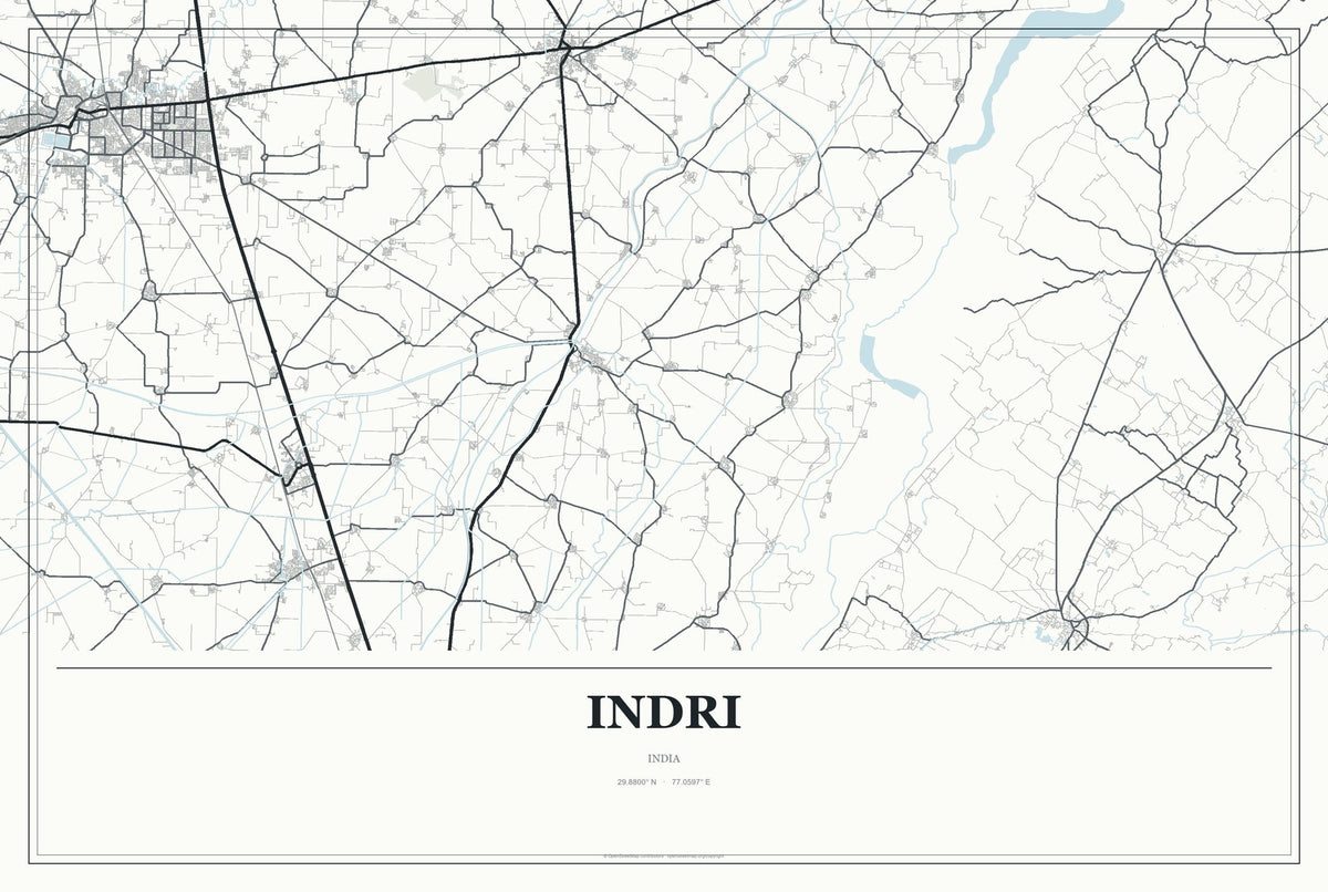 Indri, India City Map Aluminum Sign in Gallery Air style