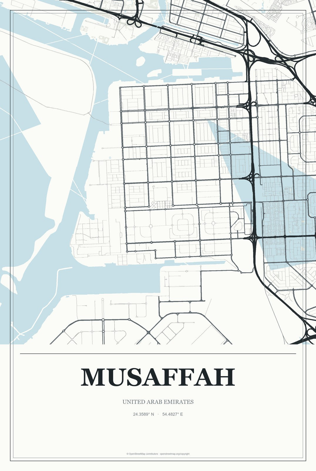 Musaffah, United Arab Emirates City Map Aluminum Sign in Gallery Air style