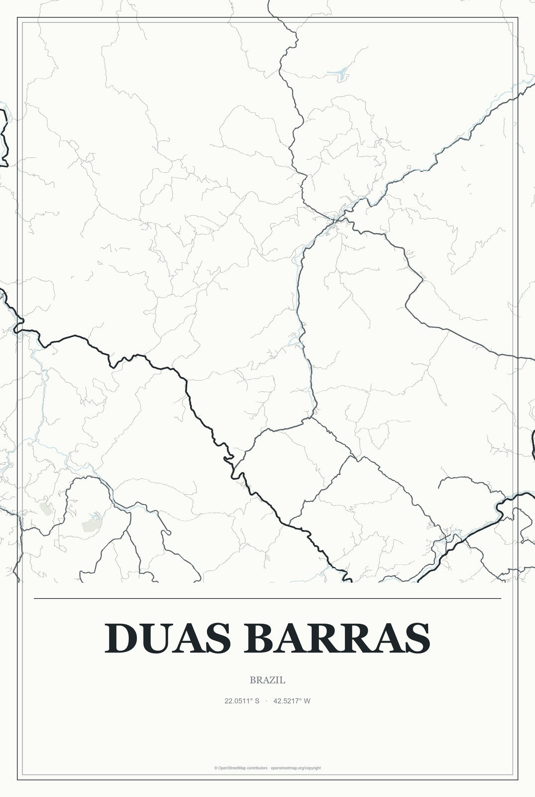 Duas Barras, Brazil City Map Aluminum Sign in Gallery Air style