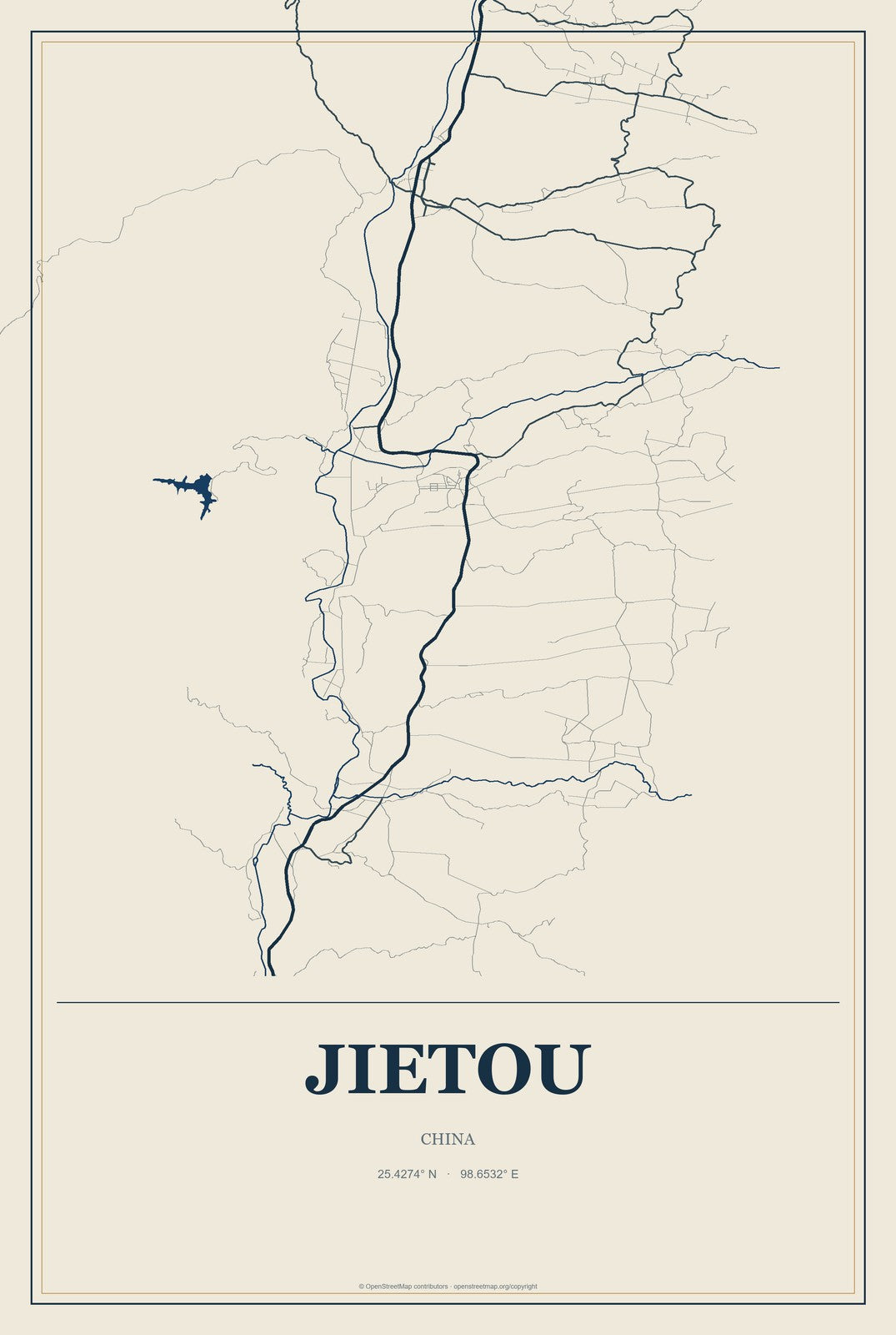 Jietou, China City Map Aluminum Sign in Coastal Cutout style