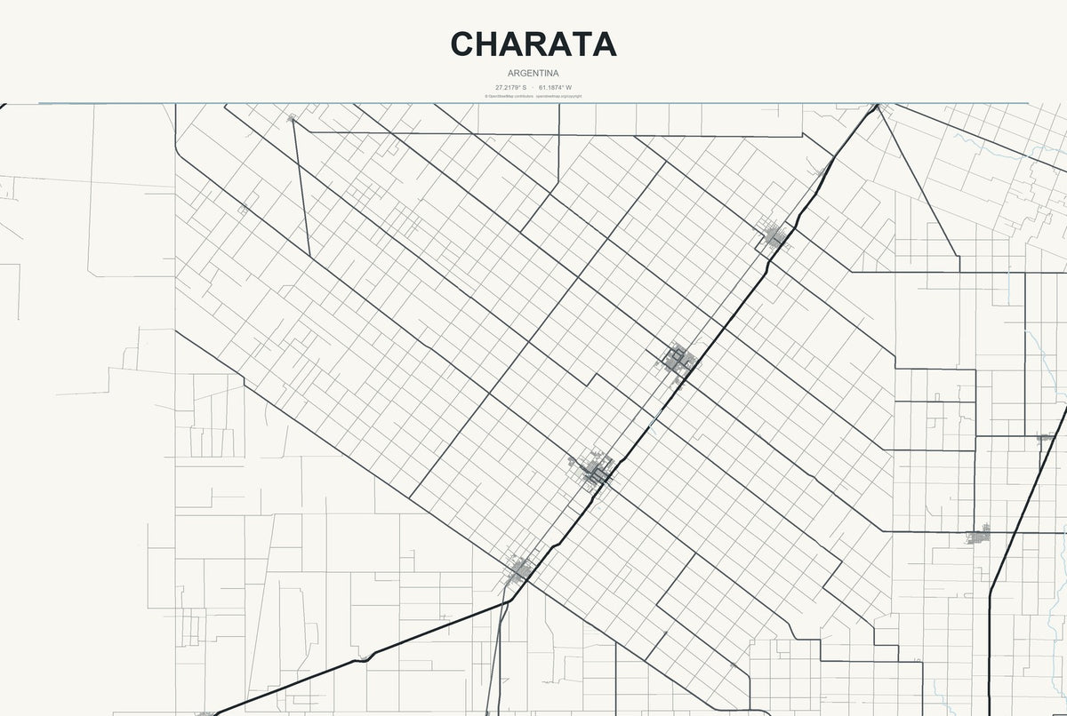 Charata, Argentina City Map Aluminum Sign in Headline Atlas style