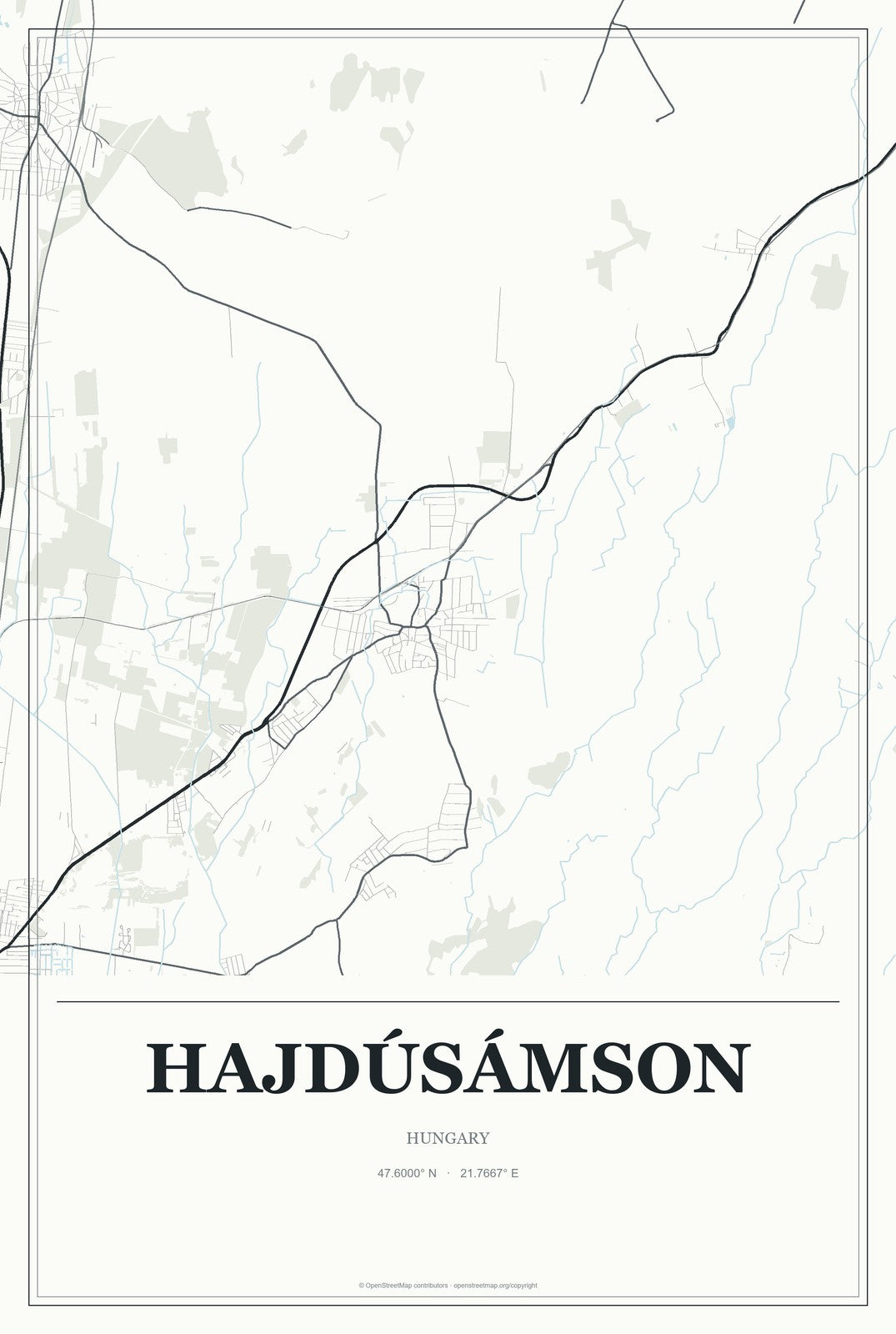 Hajdúsámson, Hungary City Map Aluminum Sign in Gallery Air style