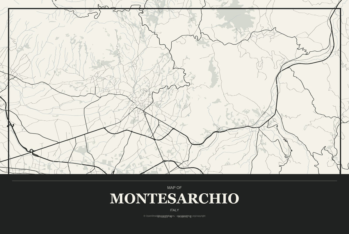 Montesarchio, Italy City Map Aluminum Sign in Museum Plaque style