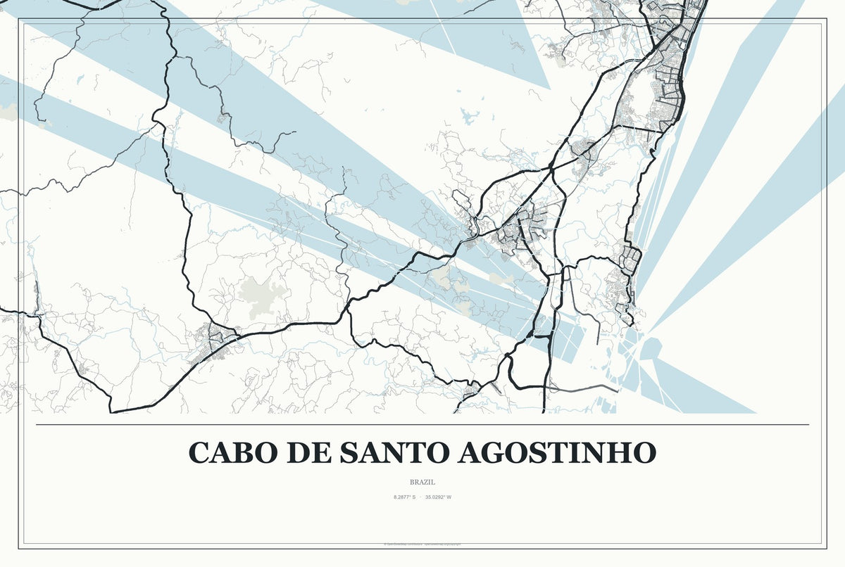 Cabo de Santo Agostinho, Brazil City Map Aluminum Sign in Gallery Air style