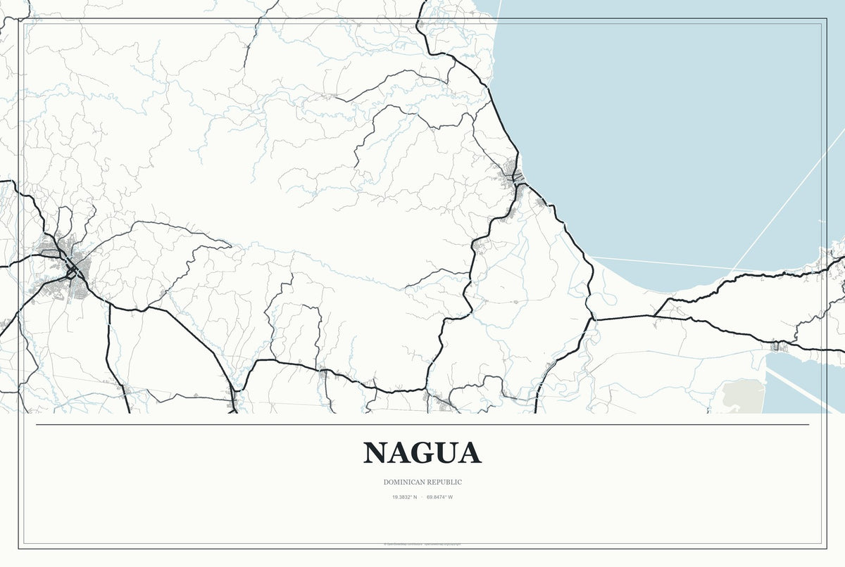 Nagua, Dominican Republic City Map Aluminum Sign in Gallery Air style