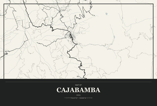 Cajabamba, Peru City Map Aluminum Sign in Museum Plaque style