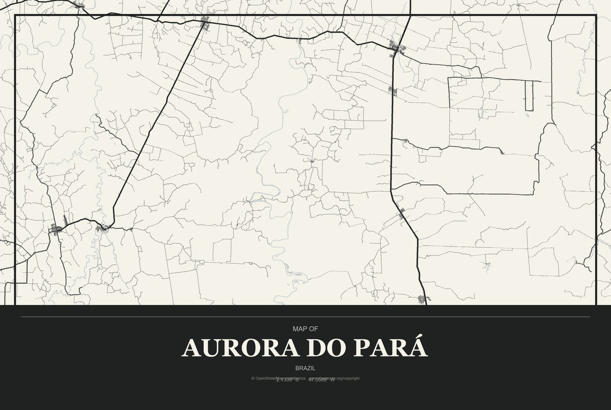 Aurora do Pará, Brazil City Map Aluminum Sign in Museum Plaque style