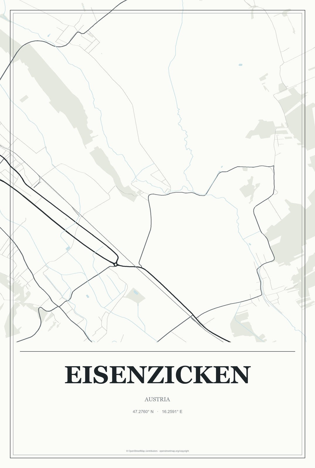 Eisenzicken, Austria City Map Aluminum Sign in Gallery Air style
