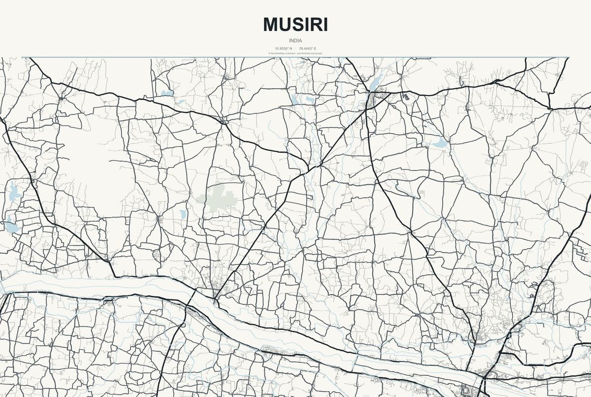 Musiri, India City Map Aluminum Sign in Headline Atlas style