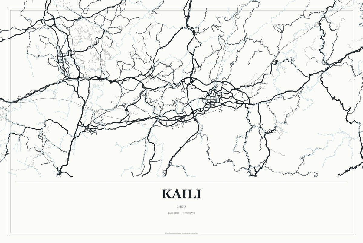 Kaili, China City Map Aluminum Sign in Gallery Air style