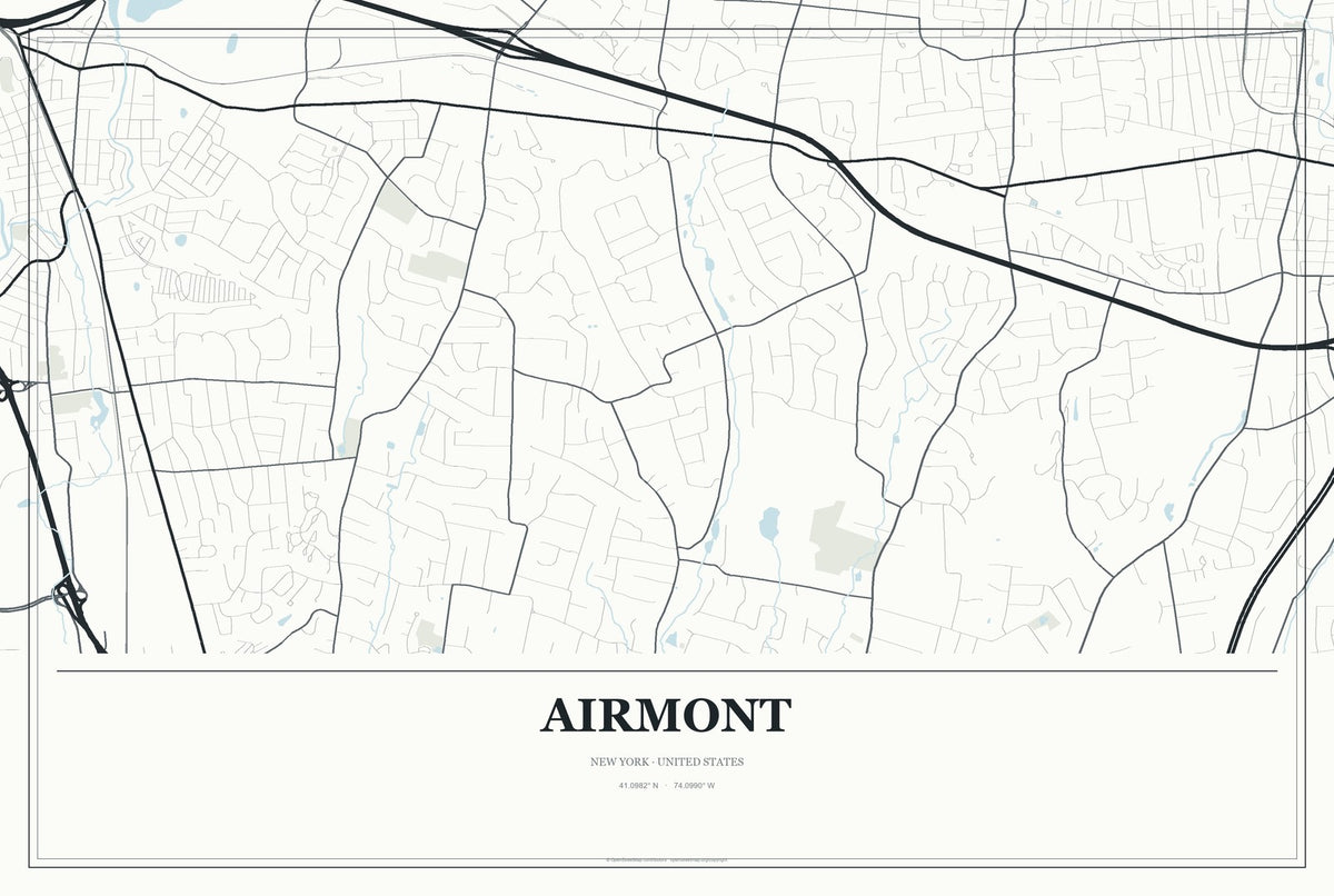 Airmont, New York City Map Aluminum Sign in Gallery Air style
