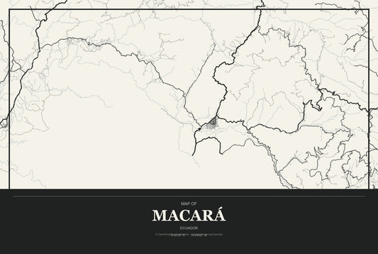 Macará, Ecuador City Map Aluminum Sign in Museum Plaque style