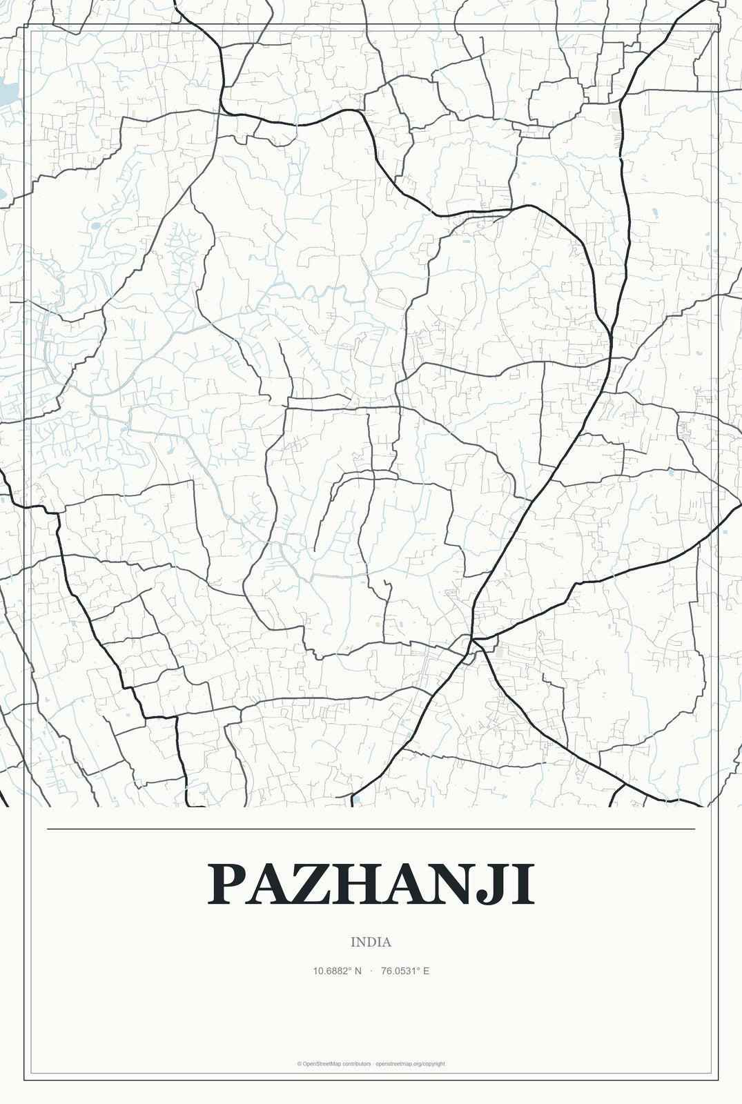Pazhanji, India City Map Aluminum Sign in Gallery Air style