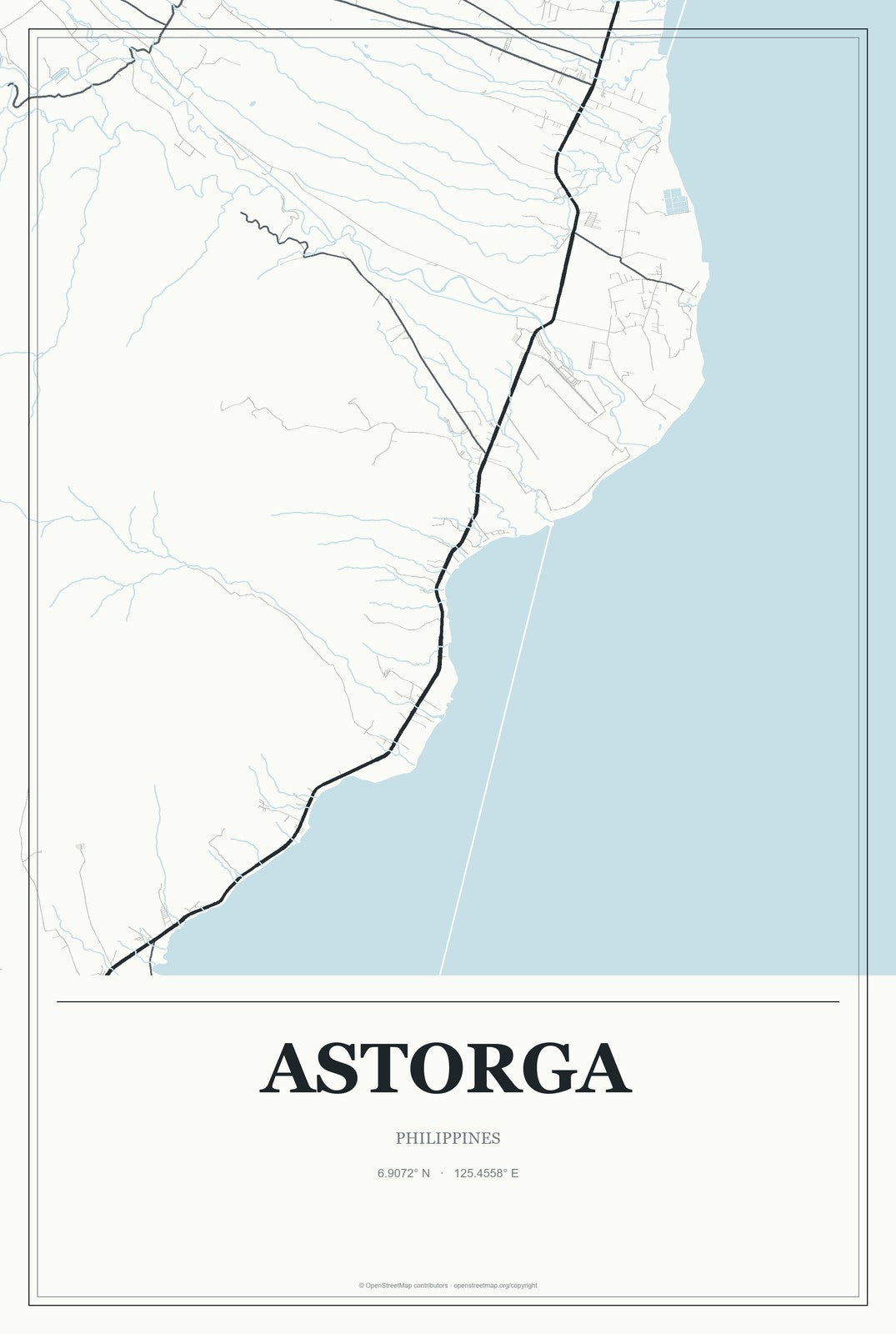 Astorga, Philippines City Map Aluminum Sign in Gallery Air style